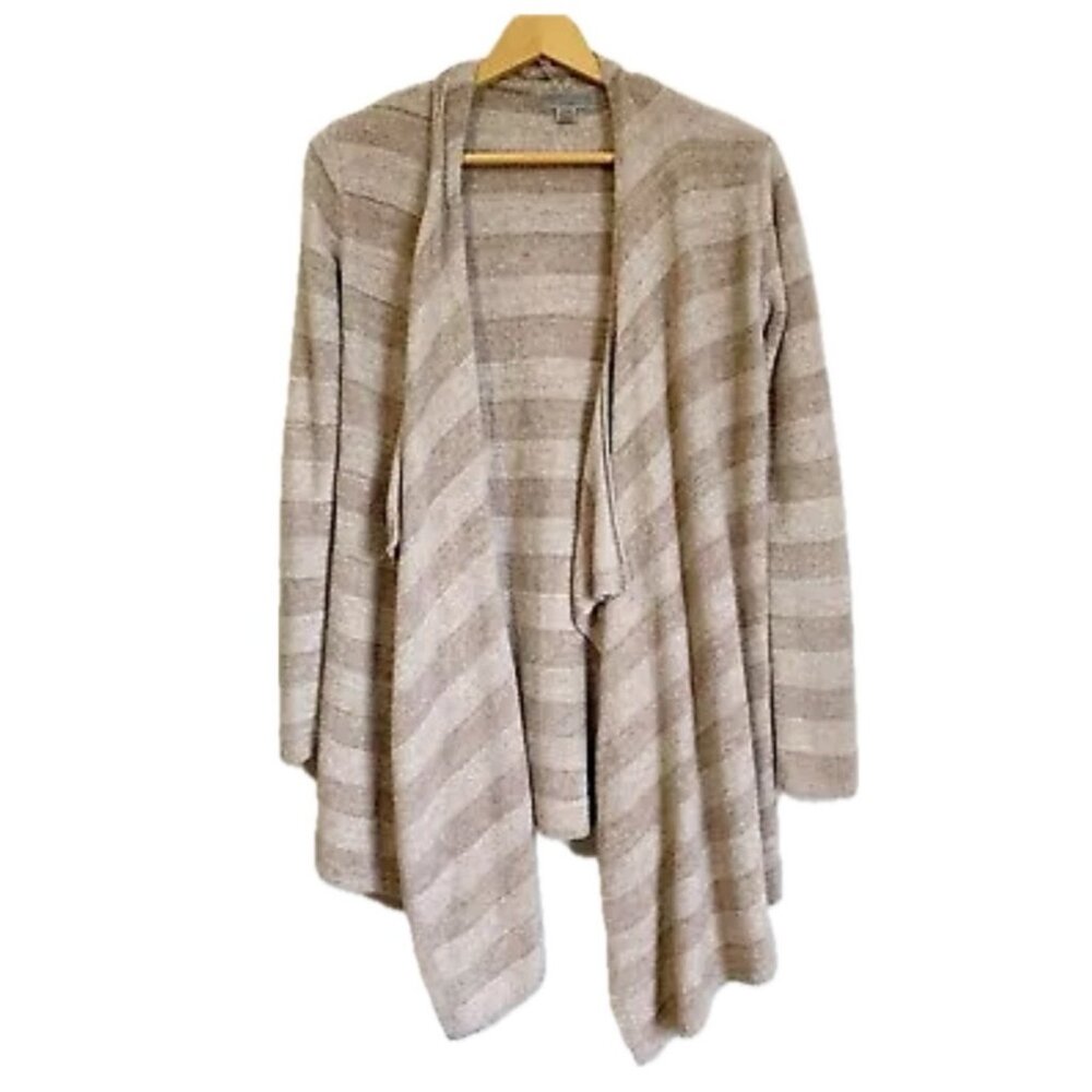 Barefoot Dreams Bamboo ChicLite Drap Front Calypso Beige Cardigan Medium Comfy